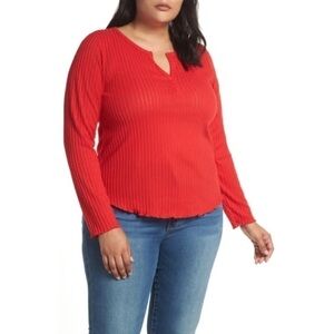 BP lightweight rib knit layering Henley plus size 2X